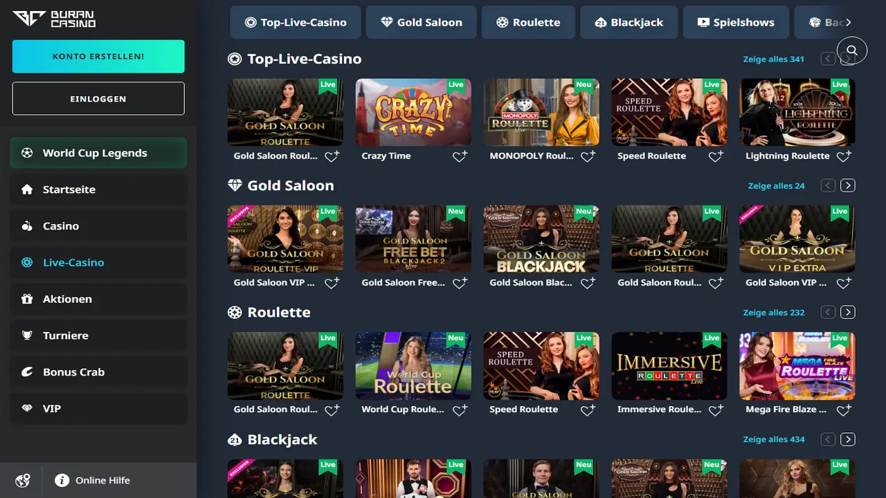 Buran Casino Live Casino